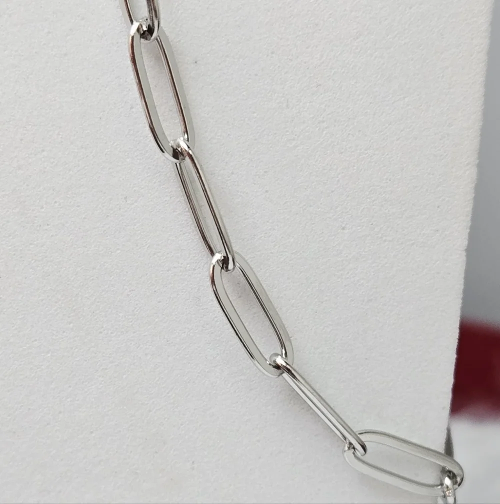 Stainless Steel Paperclip Chain Bracelet 4mm Unisex Silver 8